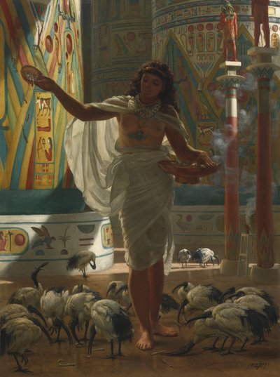 Het voeden van de heilige ibis in de zalen van Karnak, 1871 door Edward John Poynter