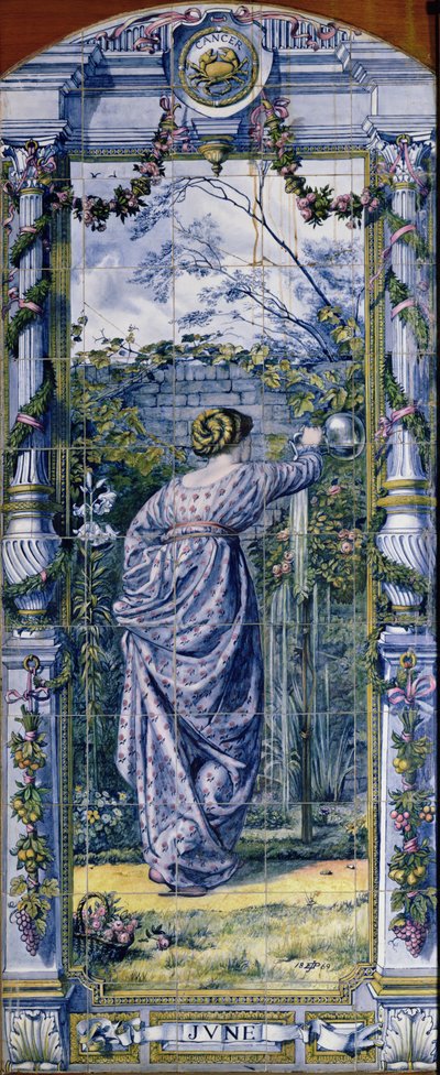 Juni, uit een serie tegelpanelen voor de Nederlandse keuken, 1867-8 door Edward John Poynter