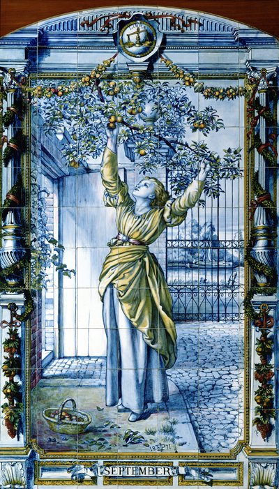 September, uit een serie tegelpanelen voor de Nederlandse keuken door Edward John Poynter