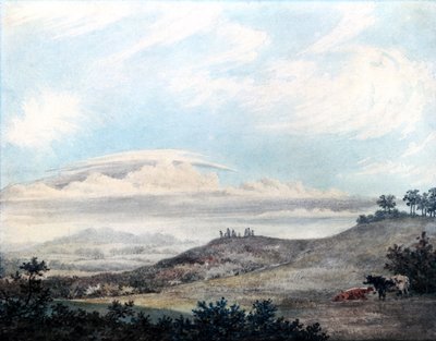 Landelijk landschap met latere wolkenstudies door Luke Howard, c.1808-11 door Edward Kennion
