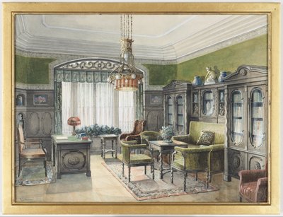 Bibliotheek Interieur door Edward Lamson Henry