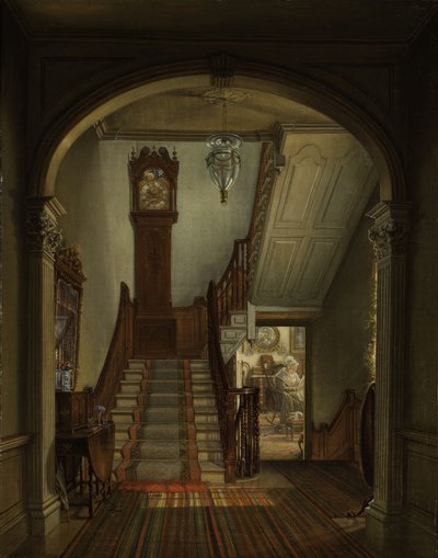 Oude klok op de trap, 1868 door Edward Lamson Henry