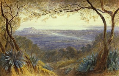 Een verre blik op Nice vanaf de heuvels door Edward Lear