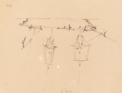 Een zeilschip [verso] door Edward Lear