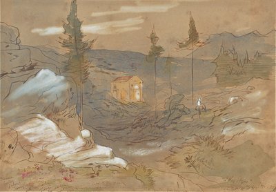 Een heiligdom in de buurt van Khania, Kreta, Griekenland door Edward Lear