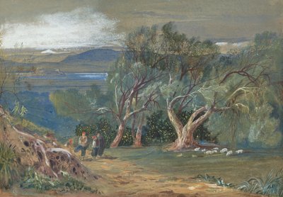 Een ver uitzicht op Corfu vanaf Viros door Edward Lear