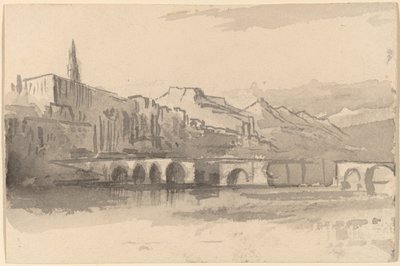 Brug met Bergen in de Verte Ventimiglia, 1884-1885 door Edward Lear