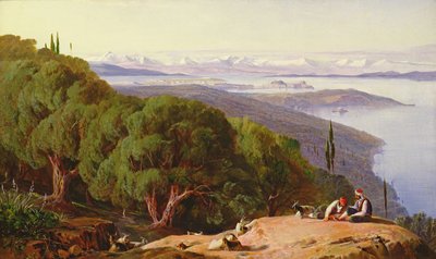 Corfu vanaf de heuvel van Gastouri, 1857-58 door Edward Lear