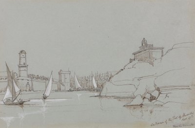 Ingang van de Haven van Marseille door Edward Lear