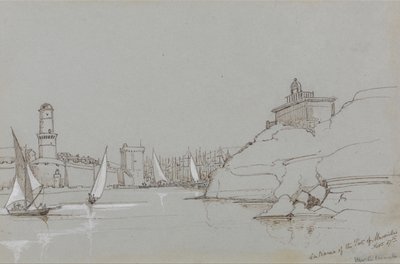 Toegang tot de haven van Marseille door Edward Lear