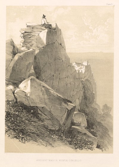 Geïllustreerde Excursie in Italië (deel II): Oude Muren, Monte Circello door Edward Lear