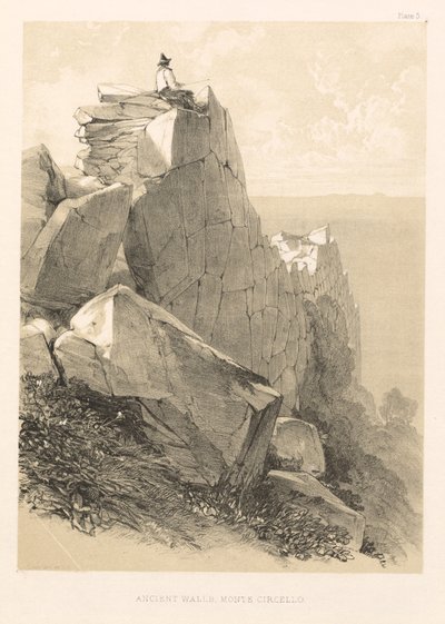 Geïllustreerde excursie in Italië vol. II: Oude muren, Monte Circello, 1846 door Edward Lear