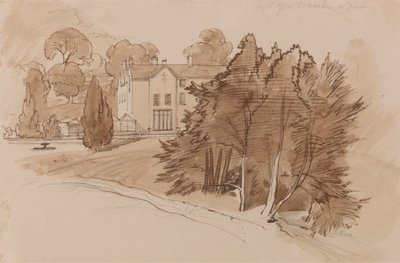 Landhuis (Knowsley Lane?) door Edward Lear