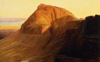 Masada of Sebbeh aan de Dode Zee, 1858 door Edward Lear