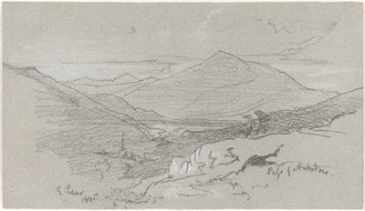 Bergachtig Uitzicht vanaf Antrodoco door Edward Lear