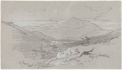Uitzicht op de bergen vanuit Antrodoco door Edward Lear