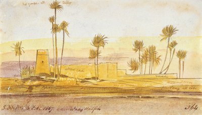 Dichtbij Wady Halfeh, 17:30, 6 februari 1867 door Edward Lear