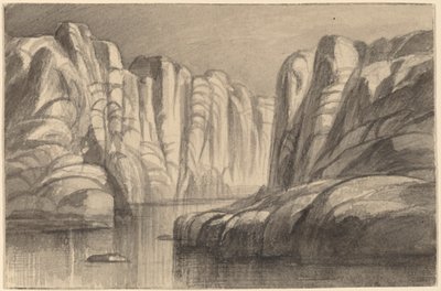 Rivier die door een Rotsformatie Slingert, Philae, Egypte, 1884-1885 door Edward Lear