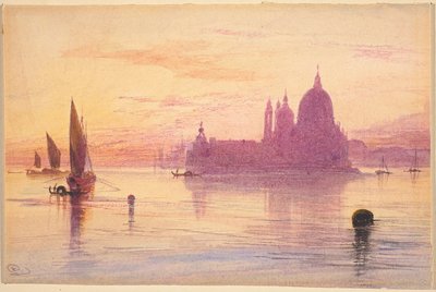 Santa Maria della Salute, Venetië, bij Zonsondergang door Edward Lear