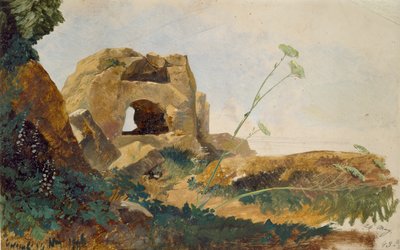 Studie van rotsen en gebladerte, Agrigento Girgenti, Sicilië door Edward Lear