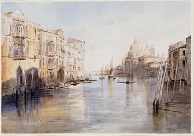 Het Canal Grande, met Santa Maria Della Salute, Venetië, Italië door Edward Lear