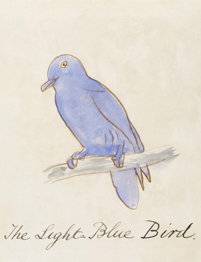 De lichtblauwe vogel, uit Zestien tekeningen van komische vogels door Edward Lear