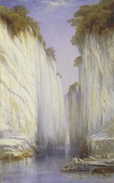 De marmeren rotsen - Nerbudda Jubbolpore door Edward Lear