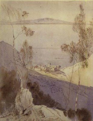 Het Klooster van Esphigmenou door Edward Lear