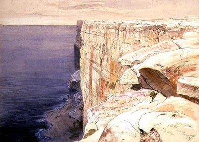 De rotsen bij Garf Hasan, Malta door Edward Lear