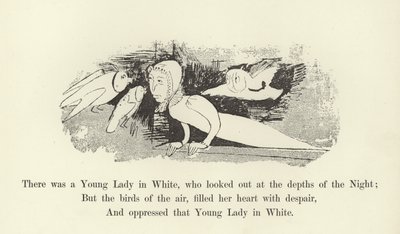 Er was een Jonge Dame in het Wit, die uitkeek naar de diepten van de Nacht door Edward Lear