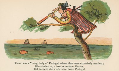 Er was een jonge dame uit Portugal, wiens ideeën buitengewoon nautisch waren, uit 