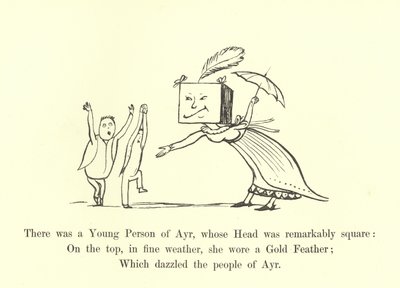 Er was een jong persoon uit Ayr, wiens hoofd opmerkelijk vierkant was door Edward Lear
