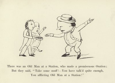 Er was een oude man op een station, die een willekeurige redevoering hield door Edward Lear