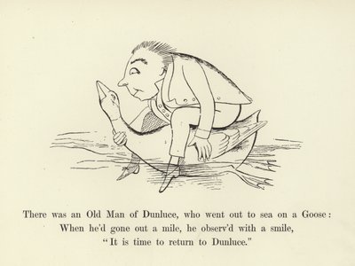 Er was een Oude Man van Dunluce, die naar zee ging op een Gans door Edward Lear
