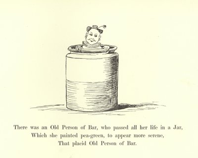 Er was een oude persoon van Bar, die haar hele leven in een pot doorbracht door Edward Lear