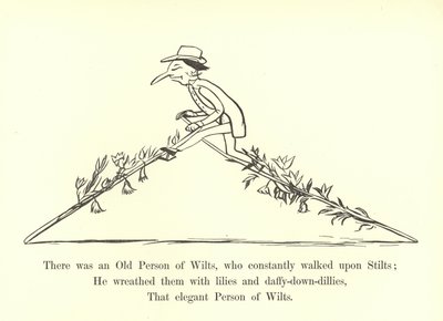 Er was een oude persoon van Wilts, die constant op stelten liep door Edward Lear