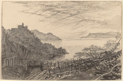 Uitzicht op een Baai vanaf een Heuvel (Amalfi) door Edward Lear