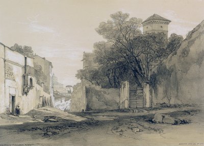 Gezichten in Rome en omgeving: Via Porta Pinciana in Rome door Edward Lear