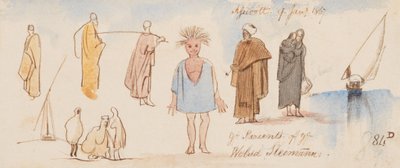 De inwoners van Welud Sleimann; Assioott [Asyut]; 9 januari 1867 (84D) door Edward Lear