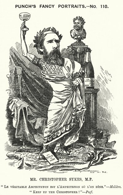 Punch cartoon: Christopher Sykes, Engelse conservatieve politicus (gravure) door Edward Linley (after) Sambourne