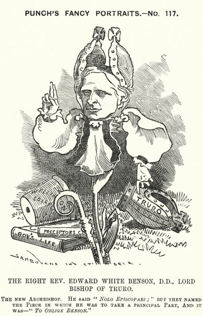 Punch cartoon: Edward White Benson, Engelse bisschop door Edward Linley (after) Sambourne