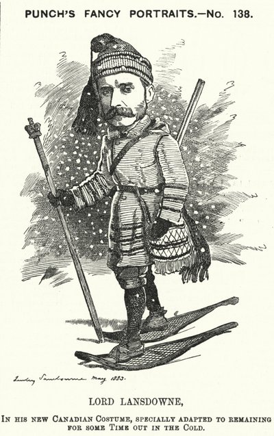 Punch cartoon: Henry Petty-Fitzmaurice, 5e Markies van Lansdowne, Britse politicus en Gouverneur-Generaal van Canada door Edward Linley (after) Sambourne