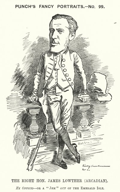 Punch cartoon: James Lowther, Engelse conservatieve politicus en sportman door Edward Linley (after) Sambourne