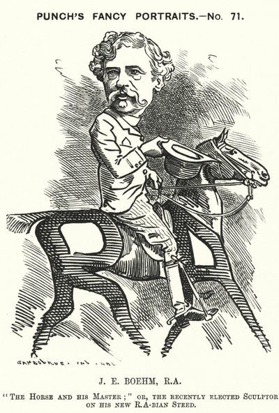 Punch cartoon: Joseph Edgar Boehm, Engelse beeldhouwer door Edward Linley (after) Sambourne