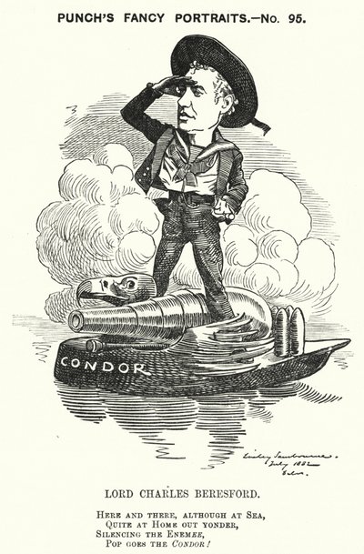Punch cartoon: Lord Charles Beresford, Anglo-Ierse admiraal en conservatieve politicus (gravure) door Edward Linley (after) Sambourne