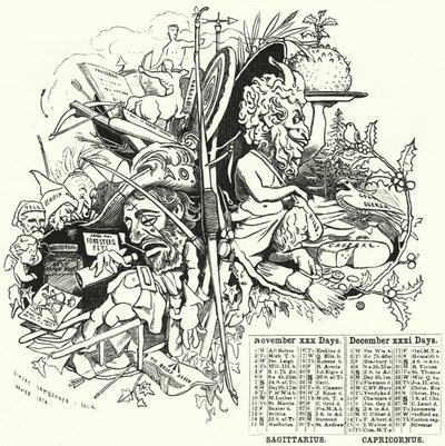 Punch cartoon: November en december (gravure) door Edward Linley (after) Sambourne