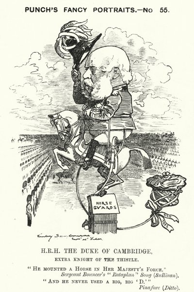 Punch cartoon: Prins George, Hertog van Cambridge, Britse soldaat door Edward Linley (after) Sambourne