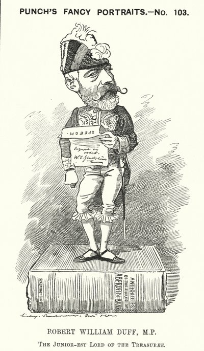 Punch cartoon: Robert William Duff, Schotse liberale politicus (gravure) door Edward Linley (after) Sambourne