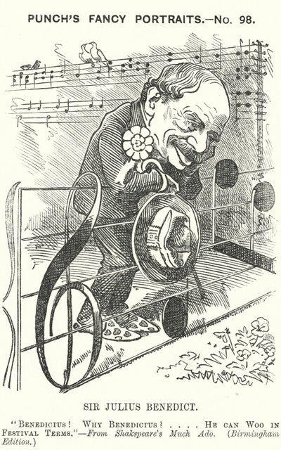 Punch cartoon: Sir Julius Benedict, Duits-gebore componist en dirigent (gravure) door Edward Linley (after) Sambourne