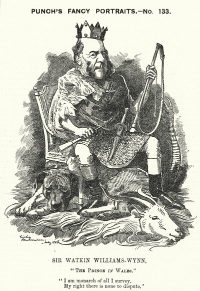 Punch cartoon: Sir Watkin Williams-Wynn, 6e Baronet, Welshe conservatieve politicus (gravure) door Edward Linley (after) Sambourne